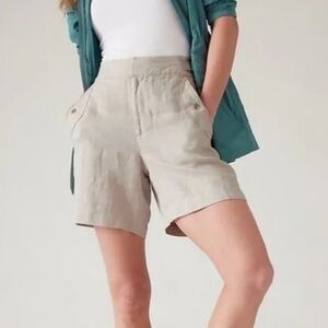 Athleta Voyager 6” Linen Short Oatmeal 16